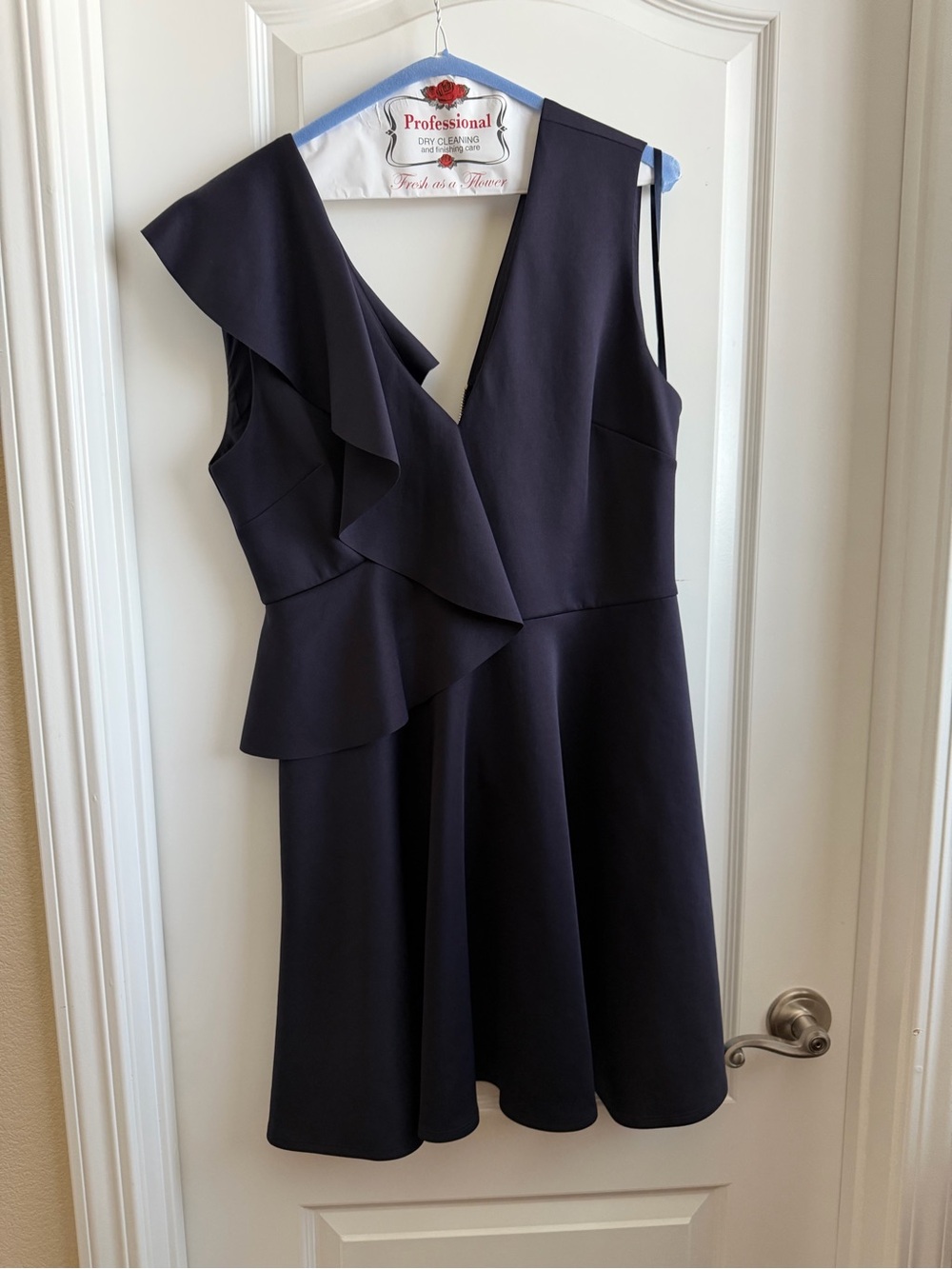 Ted Baker Navy One-Shoulder Ruffle A-Line Dress